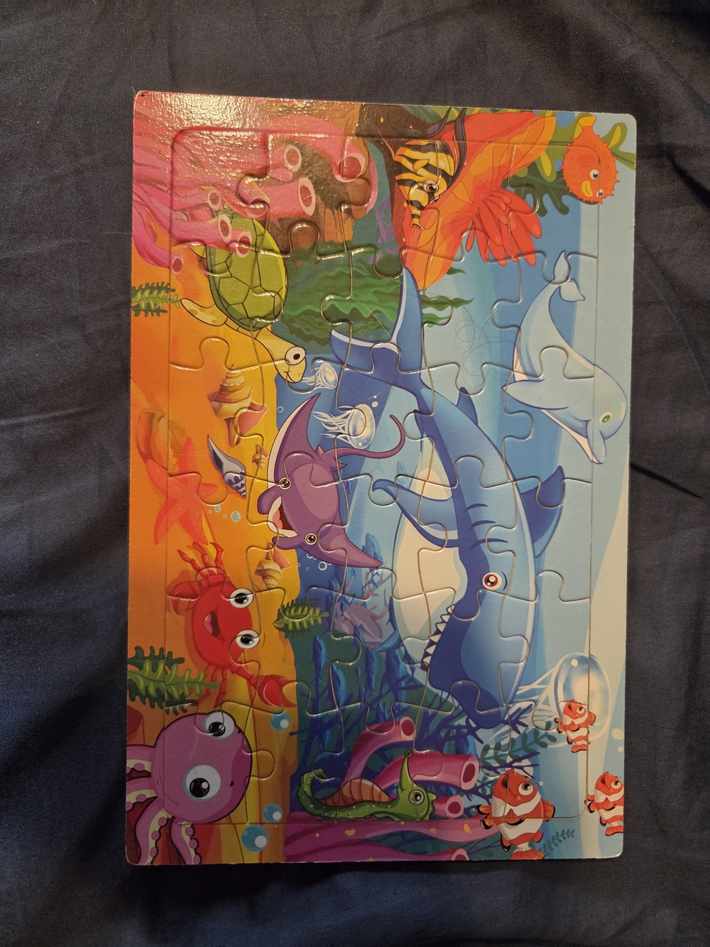 Colorful Ocean Animals Kids Puzzle - Blue, Orange, Purple